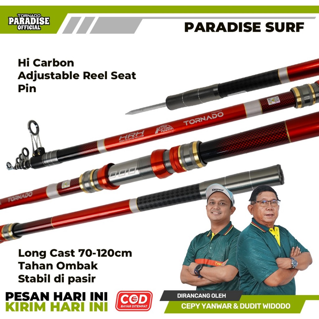Paradise Surf Joran Pasiran 360CM 390CM 420CM 450CM Carbon Antena Telescopic Kaku Kuat Panjang 3 Met