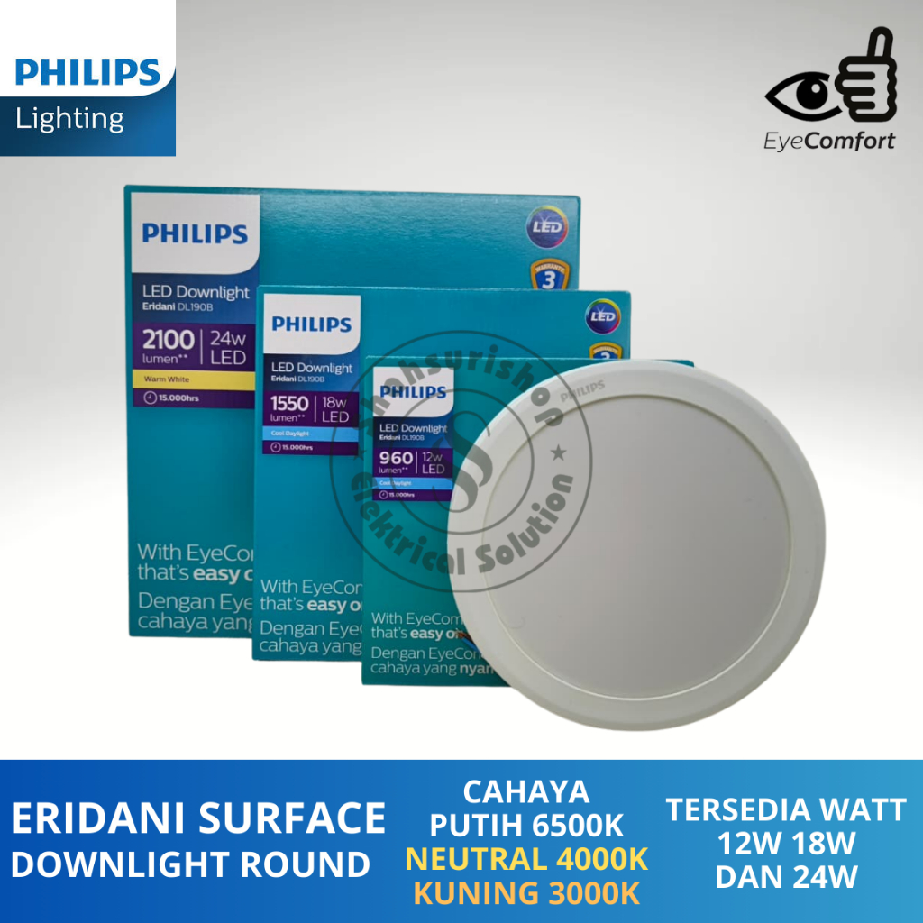 PHILIPS ERIDANI DOWNLIGHT OUTBOW BULAT DL190B ERIDANI DOWNLIGHT ROUND SURFACE 12W 18W DAN 24W