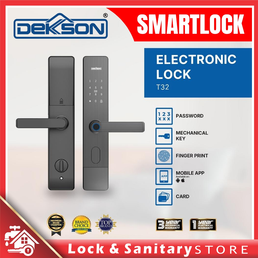 Smartlock DEKKSON Electronic Digital Lock Kunci Digital T32 Handle Pintu Otomatis