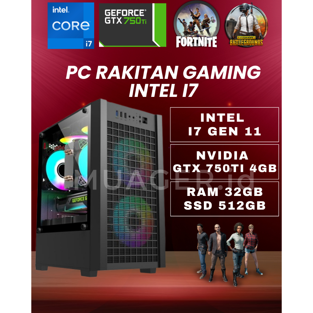 PC GAMING i7 GEN 11 + GTX 750 TI | RAM 32GB |PC I3 I5 I7 |PC RAKITAN I7 GEN 11