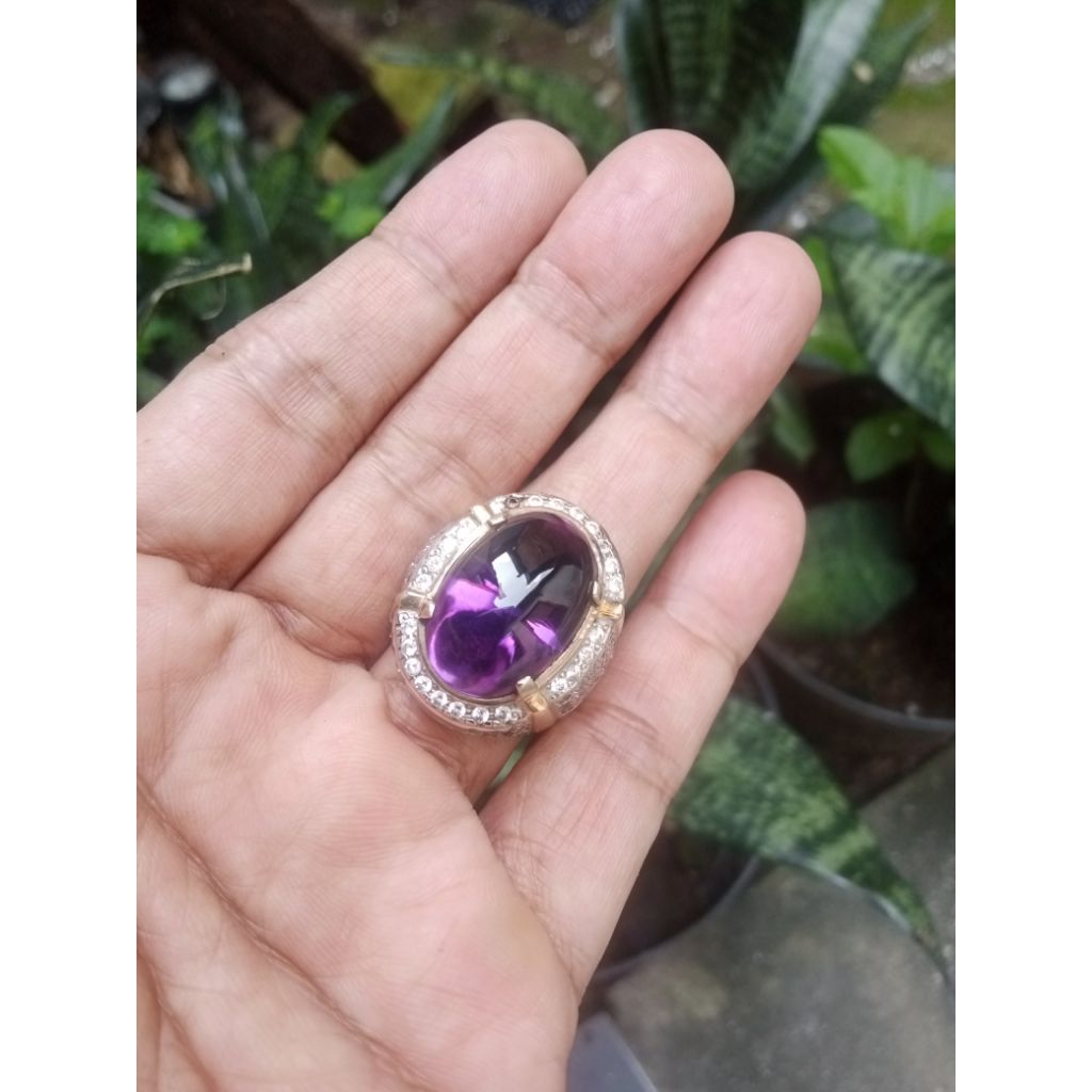 Kecubung Kalimantan Big Size Ring Perak
