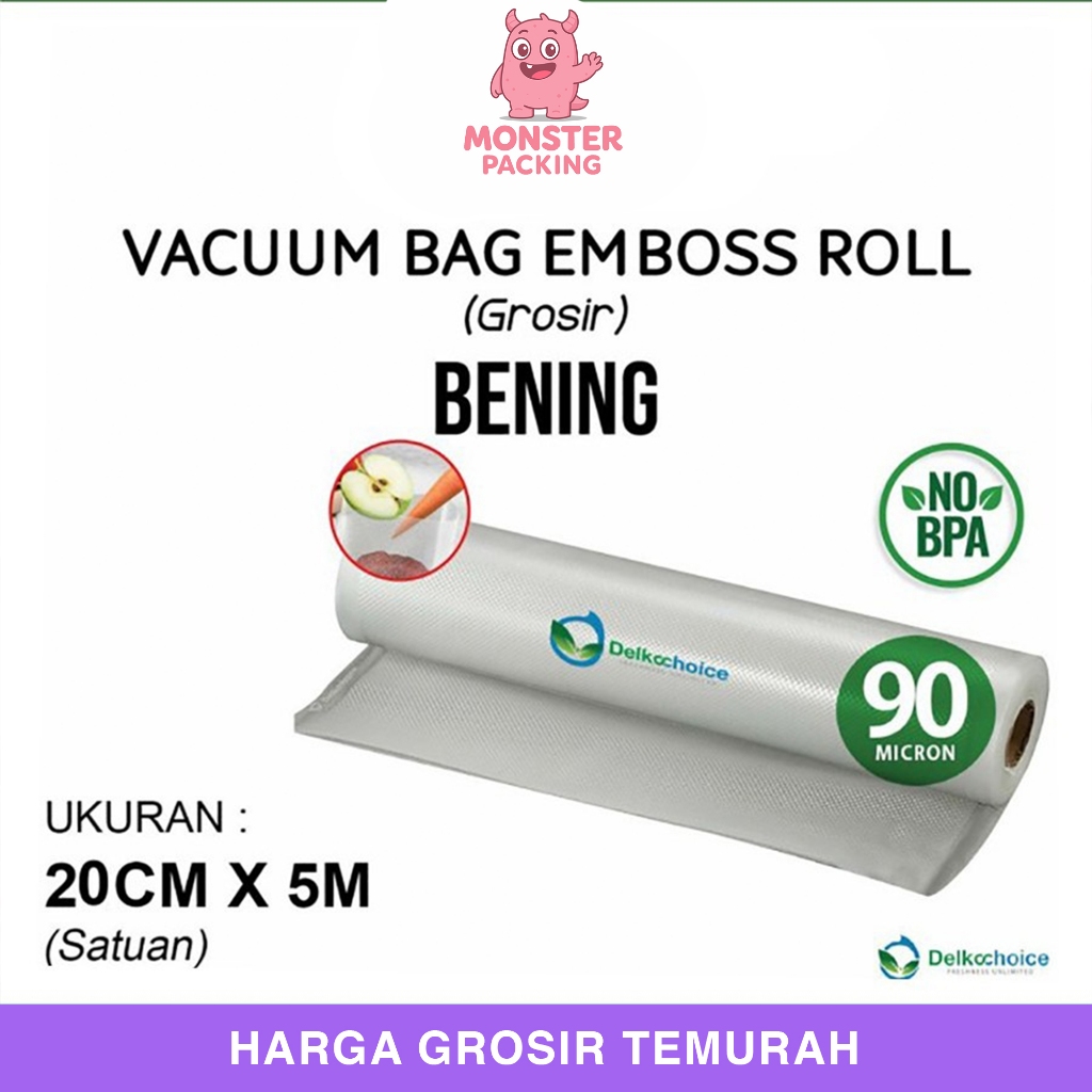 Plastik Vacuum Embossed Roll 20cm x 5Meter Vakum Emboss Delkochoice