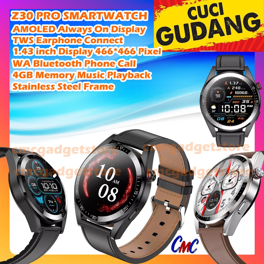 Z30 Pro Smartwatch AMOLED AOD 4GB Bluetooth Call 1.43inch Watch Sport Always On Display Z18 Upgrade