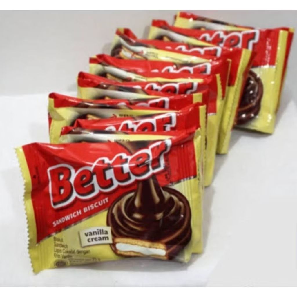 Better Biscuit RENCENG isi 10 x 27gr Chocolate Vanila Cream Sandwich Cokelat/ Better Renceng | Bette