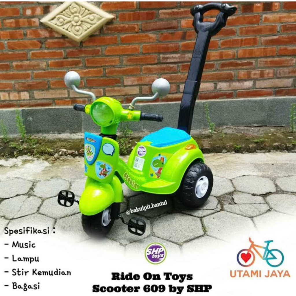 Mainan Anak Motor Vespa dorong SHP Scooter 609 | Mainan motor dorong anak scooter shp 609