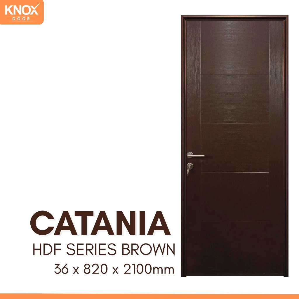 KNOX DOOR - Pintu Interior HDF Series Brown Catania l 36x820x2100mm l Only Pintu l Fullset l Kusen A