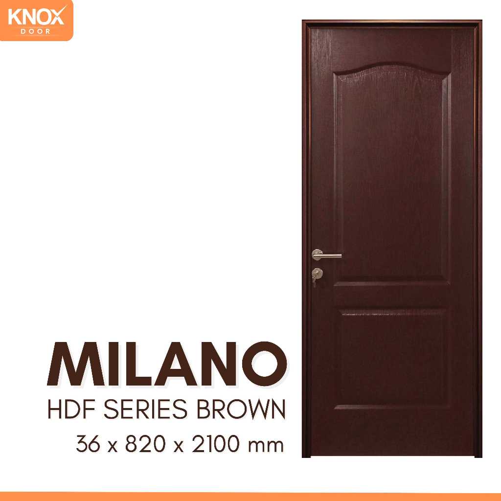 KNOX DOOR - Pintu Interior HDF Series Brown Milano l 36x820x2100mm l Only Pintu l Fullset l Kusen Al