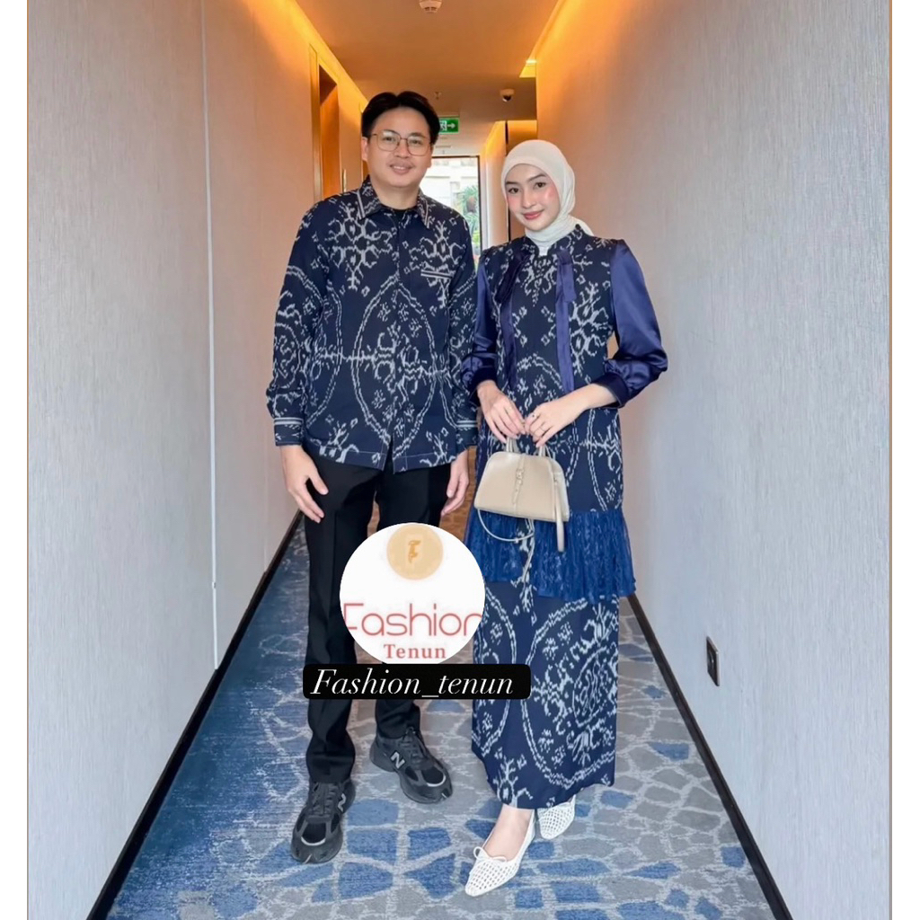FASHION TENUN - NAOMI SET NIGHTBLUE - DRESS TENUN COUPLE - BAJU LEBARAN