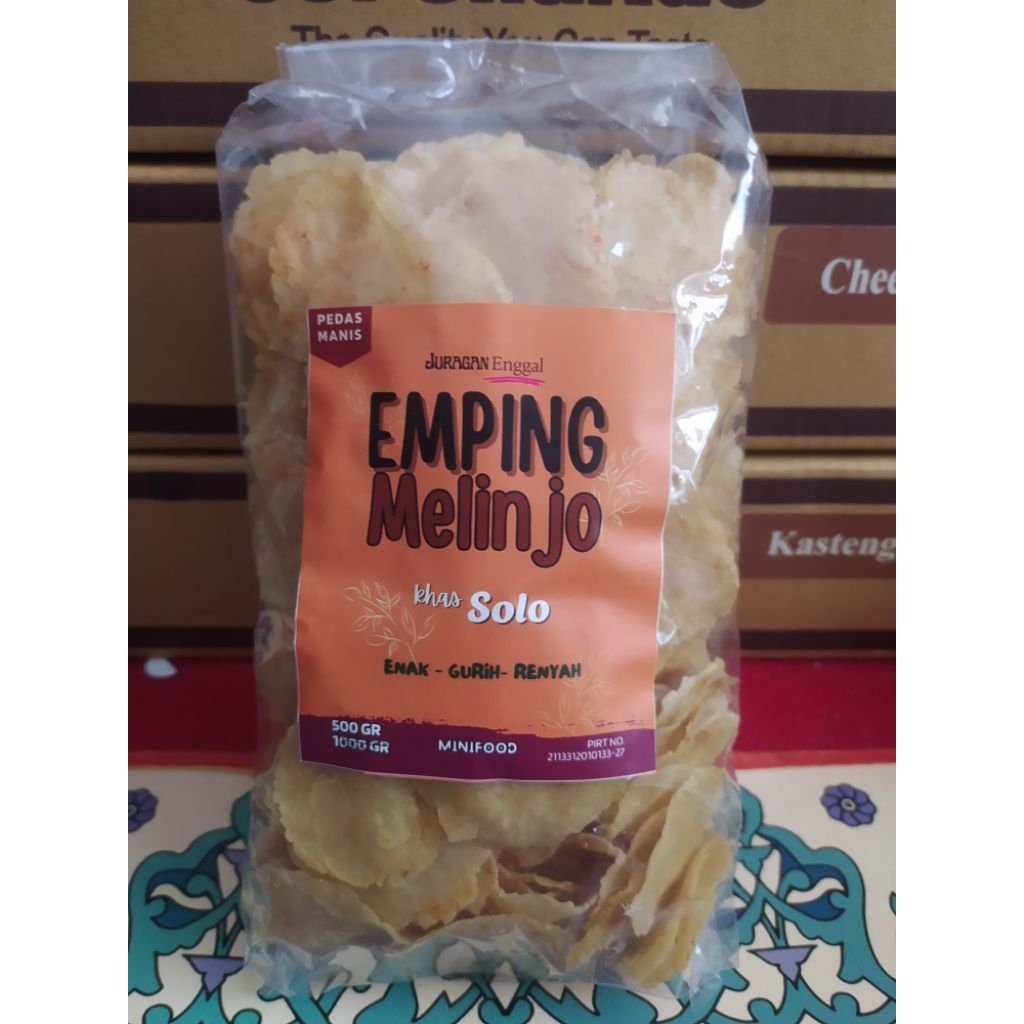 Emping melinjo khas Solo 500gr mentah pedas manis
