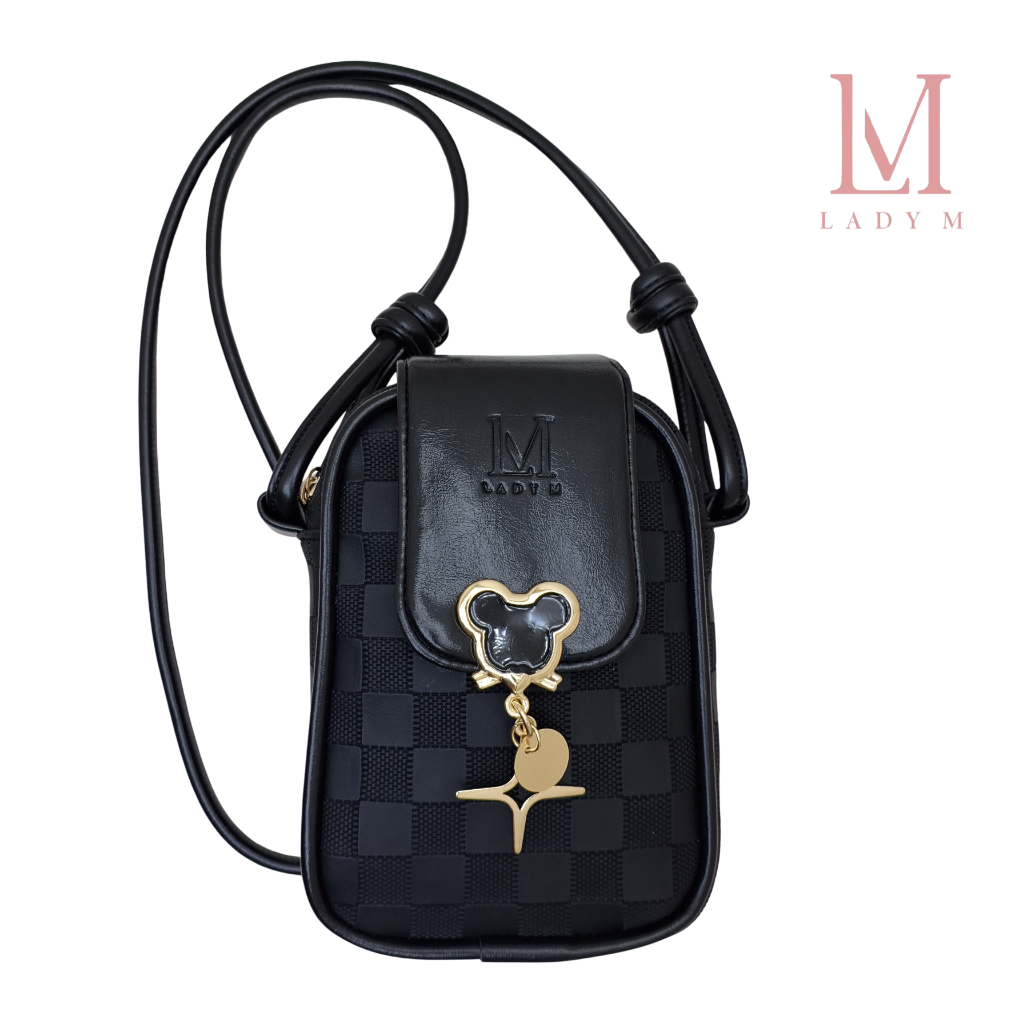 Tas Selempang Wanita Mini Lady M Latvia Sling Bag Cewek Kekinian Tas HP Dompet PU Leather Premium