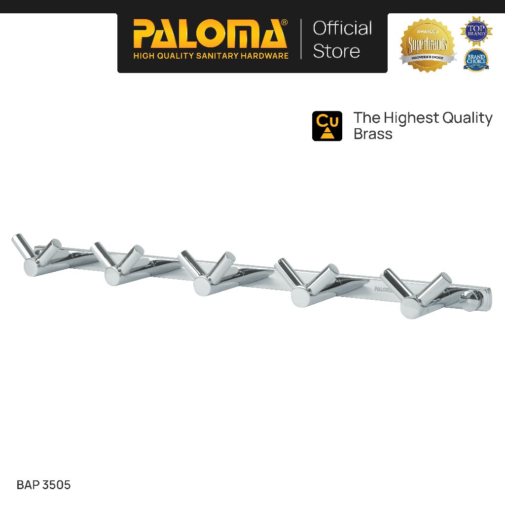 PALOMA BAP 3505  Kapstok Gantungan Handuk Baju Robe Hook Rak Hanger 10 Kait Wall Dinding Kamar Mandi