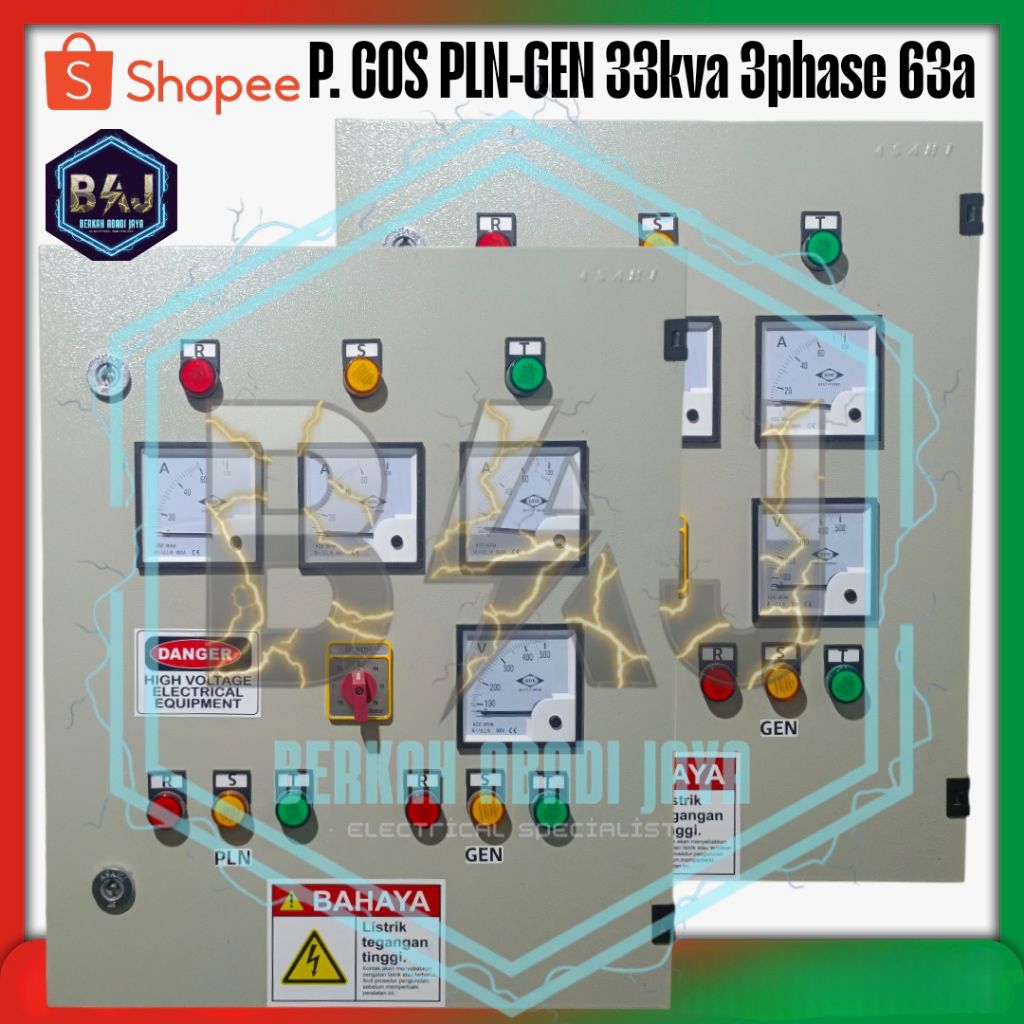 panel pln genset manual 3phase 63a panel cos