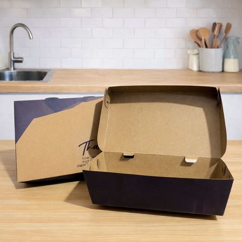 Paper Lunch Box ( size M isi 100pcs ) Kraft Laminasi Kotak Makan Dus Nasi Ayam Bakar Goreng Geprek M