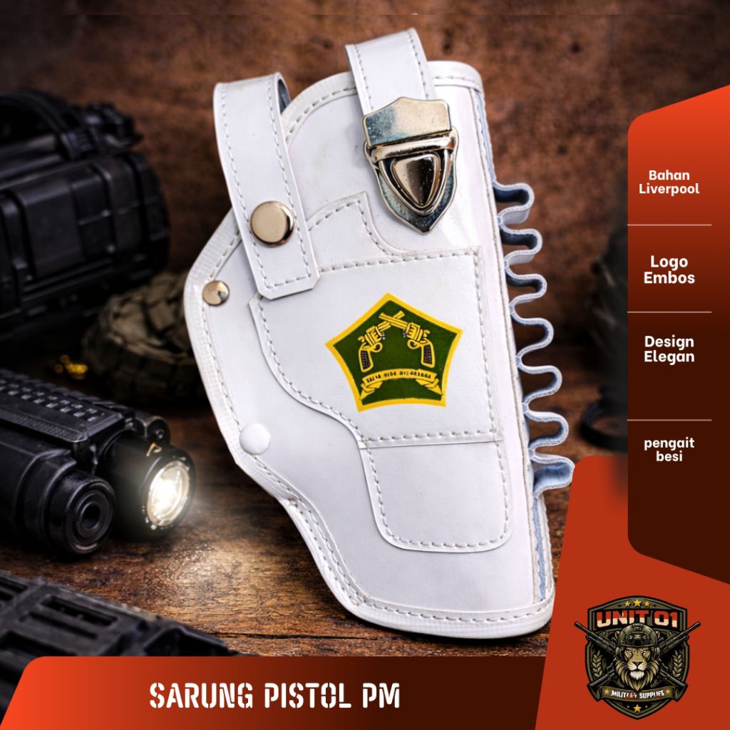 Sarung Pistol POM AD Polisi Militer Bahan Liverpool dilengkapi pengunci logam kuat model tactical pr