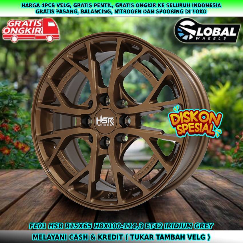 Velg racing R15 velg mobil Vios| Yaris| Fiesta| Brio| Xenia| Livina| dll velg hsr fe01 R15