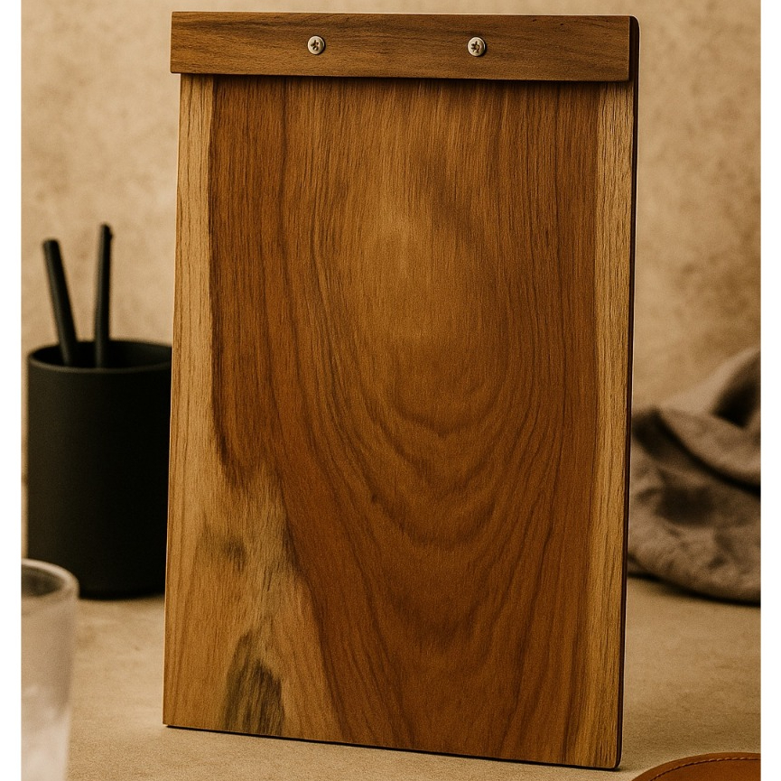 Buku Menu Kayu Premium Minimalis + Papan Menu Restoran Cafe Aesthetic – Cover Kayu Solid Elegan