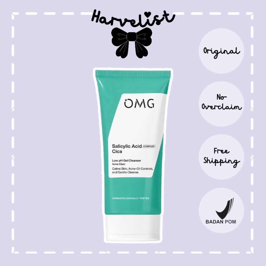 Harvelist - OMG Oh My Glow Salicylic Acid Cica Low pH Gel Cleanser 70ml ( Hijau ) | Pembersih Wajah