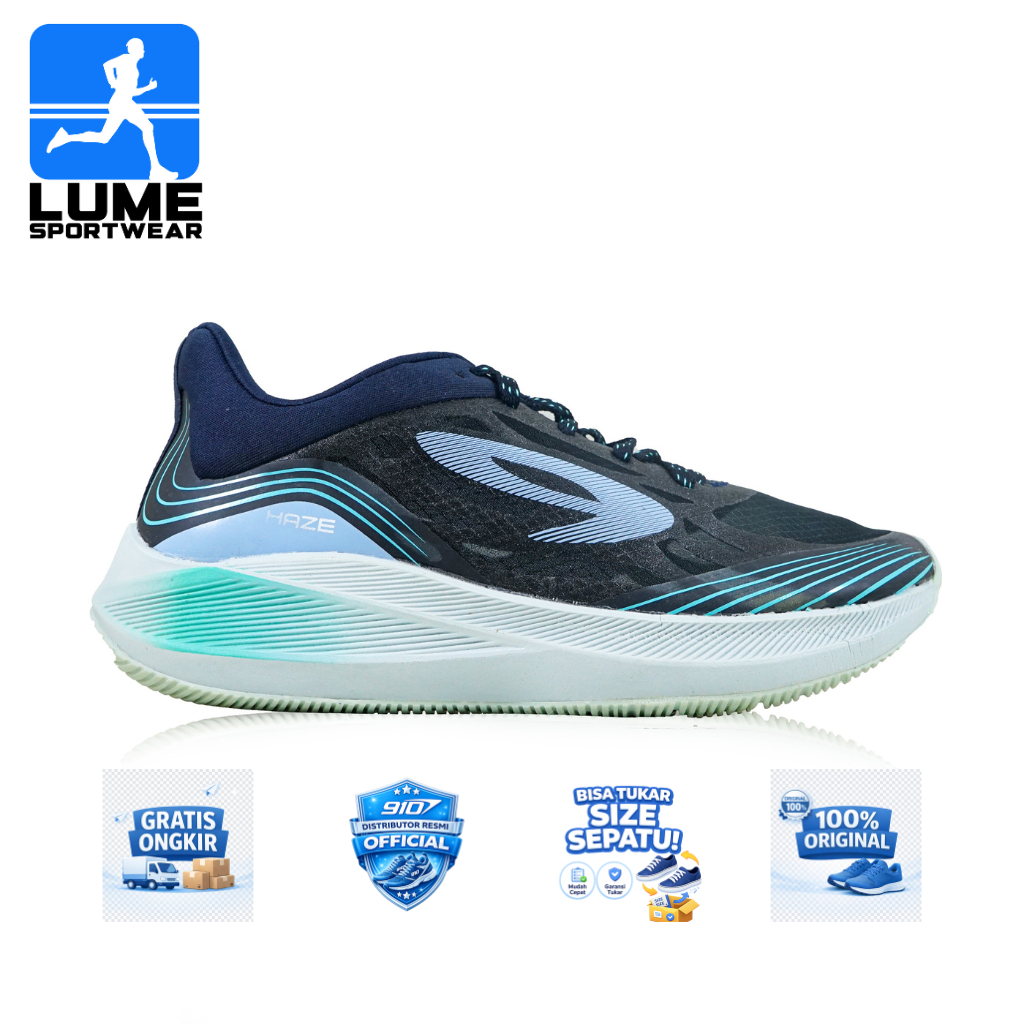 910 Sepatu Lari Haze Vision 1.0 - Biru tua/Abu/Hijau