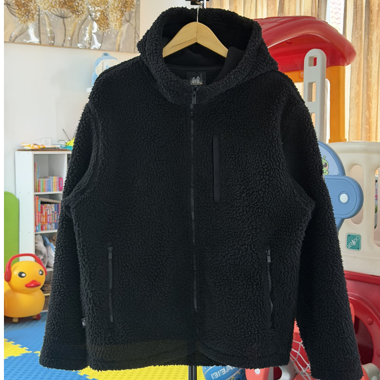Jacket Hoodie Zipper Sherpa Hitam Ziozia