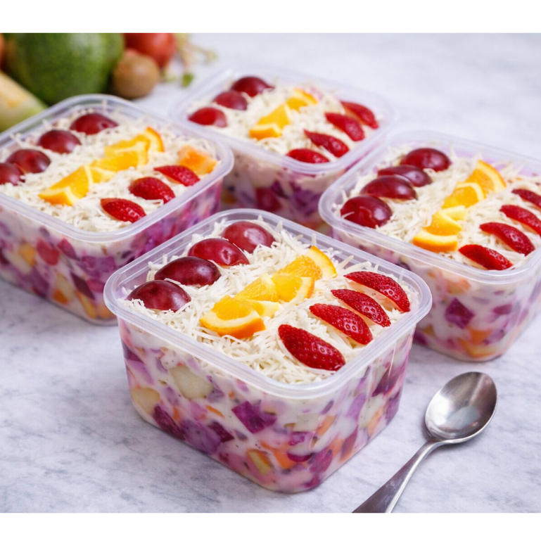 Salad Buah Rivekitchin 300ml Creamy Keju | Salad Buah Segar Premium | Dessert Cup