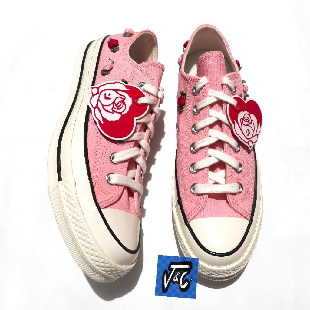 Converse Chuck 70 70s Flower Valentine Valentine’s Day Rose Ribbon Heart Love Ox It Jellyfish Pink