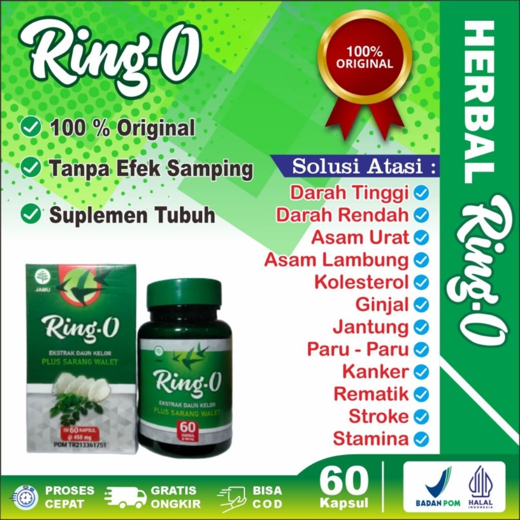 Kapsul Herbal Ring-O Sarang Walet Asli Terdaftar Di BPOM RI Dan Halal .