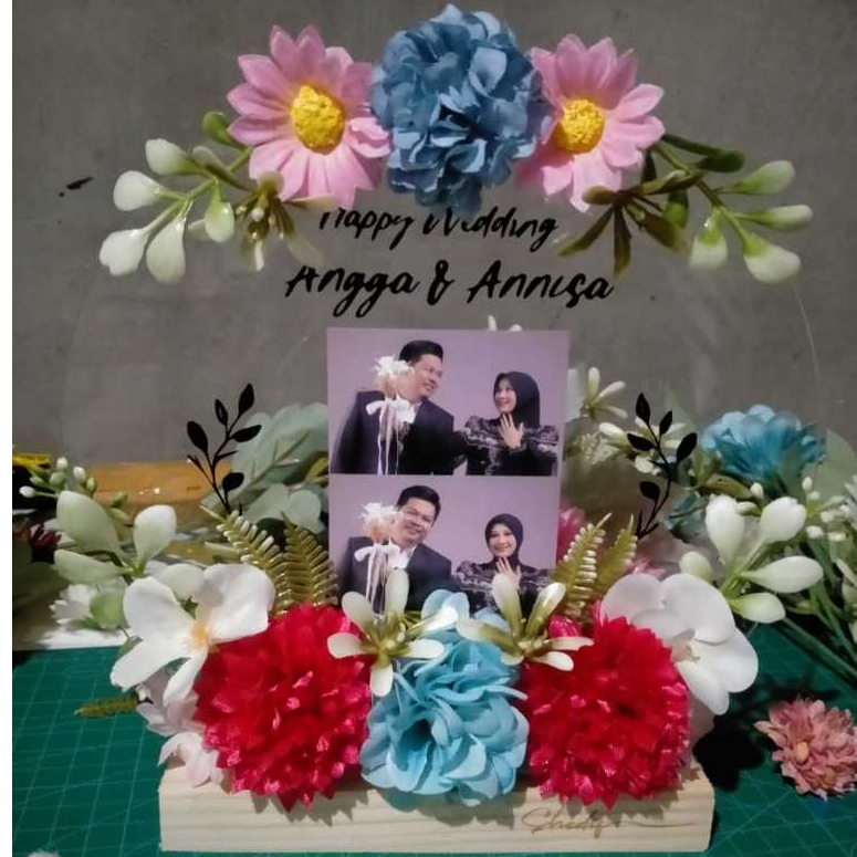 [SHEDIF] Papan Bunga Akrilik Meja / Etalase Diameter 20 cm | Standing Acrylic Mini |  | Papan Bunga 