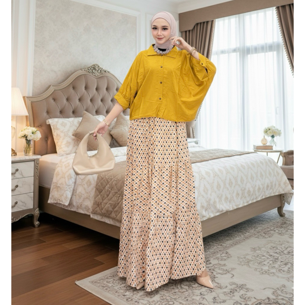 QN- Setelan Rok Rayon// Set rok motif// Setelan Rok Bahan Rayon Ukuran Jumbo