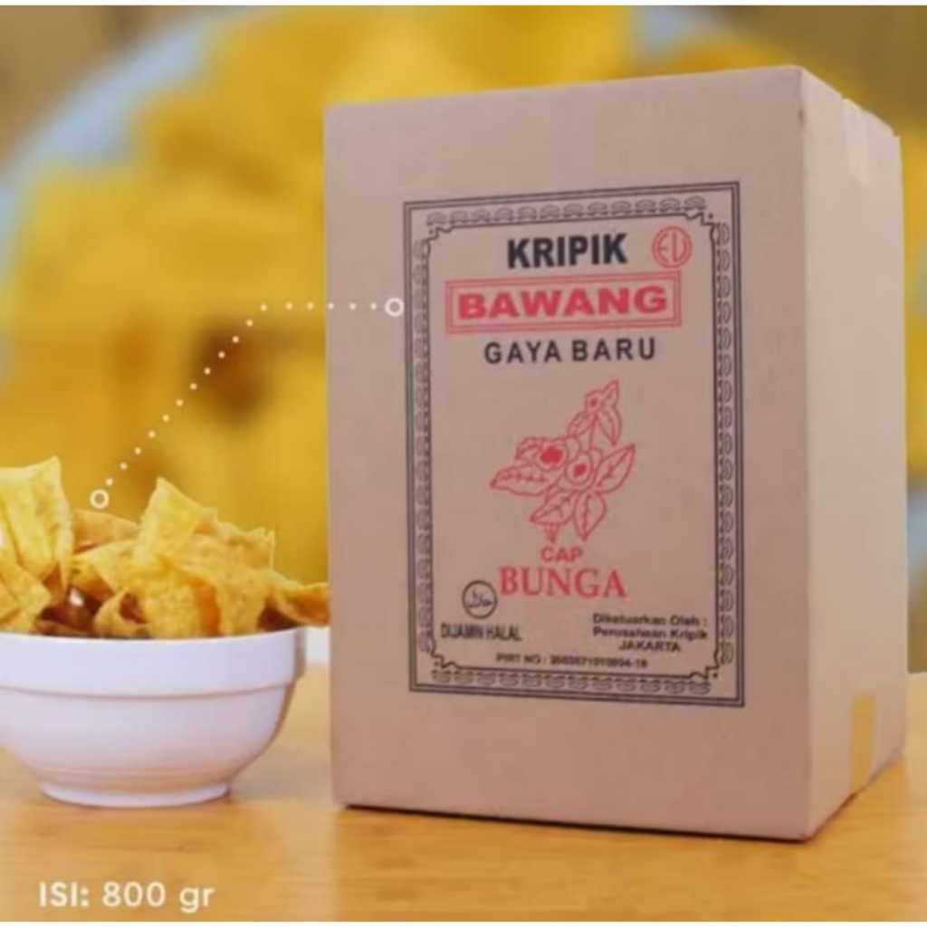 Keripik Bawang Gaya Baru Cap Bunga Asli 1 Dus