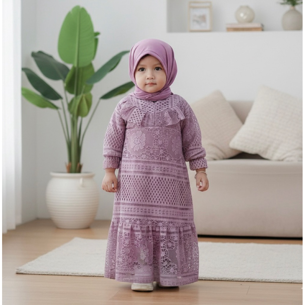 Gamis brukat bayi, Gamis brokat anak, Gamis pesta bayi, Baju muslim bayi, Baju muslim anak, Gamis aq