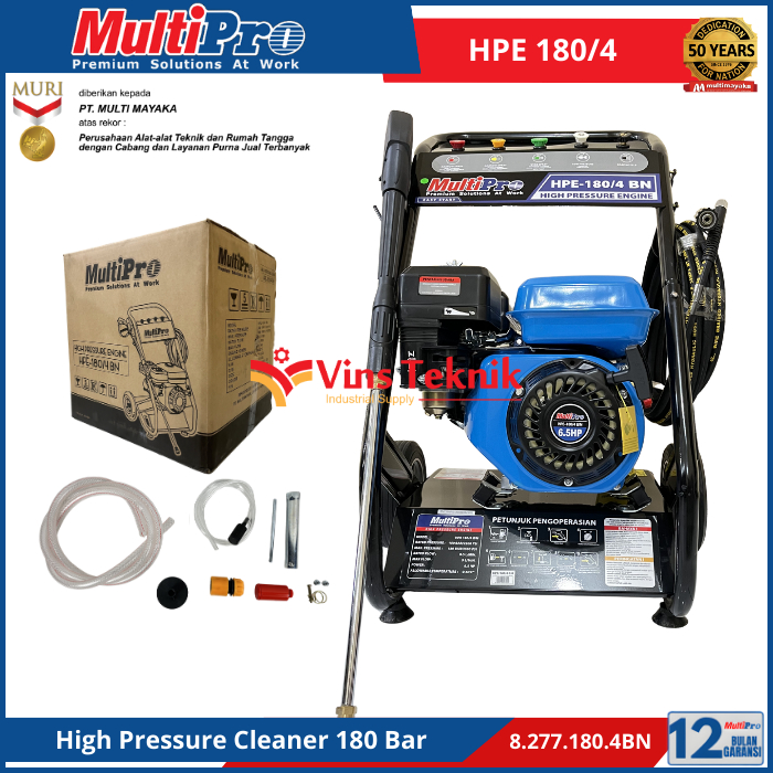 MULTIPRO HPE180/4 Gasoline High Pressure Cleaner Jet Cleaner Mesin Cuci Motor Mobil 180 Bar HPE 180/