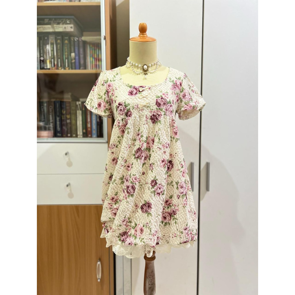 Brocade Floral Kawaii Mini Dress not Liz Lisa Axes Femme dupes Mouth Valley Tiny Ribbon Coquette Dol