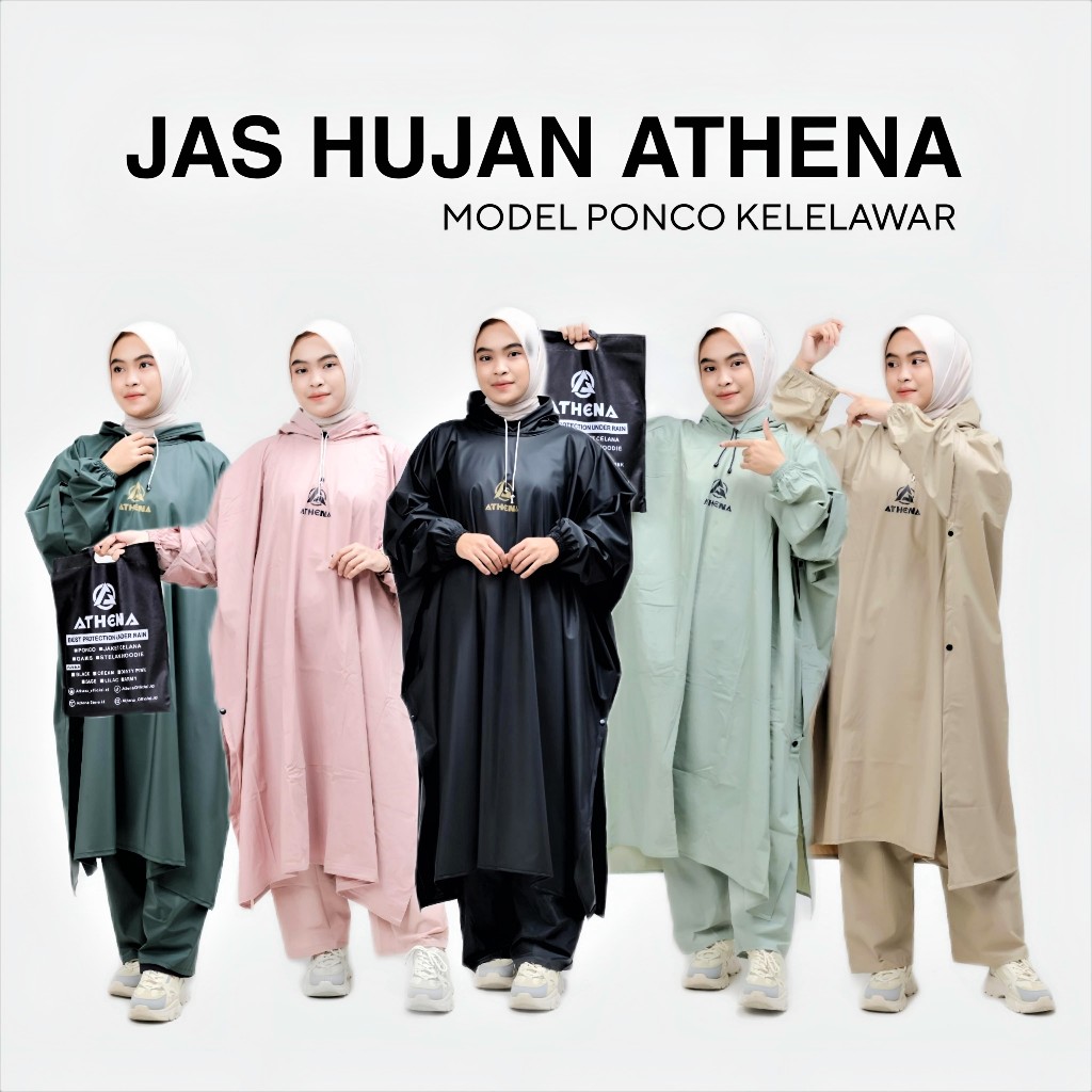 Jas Hujan Ponco Kelelawar Jumbo Premium Pria Wanita Bahan Waterproof Kuat Tebal Dan Anti Rembes By A