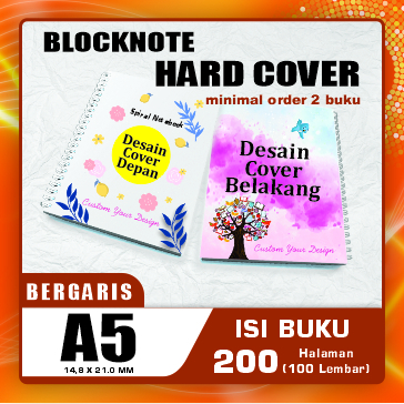 Blocknote Hardcover A5 BERGARIS 200 halaman (100 lembar) / Notes A5 Hardcover / Notebook A5 Custom C
