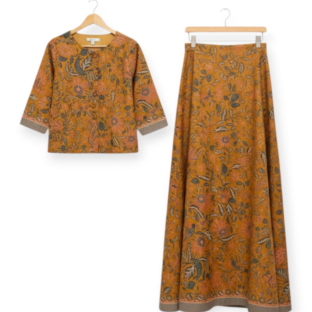Setelan Batik Rok & blus baju kantor wanita dewasa atasan kerja tigneg golden