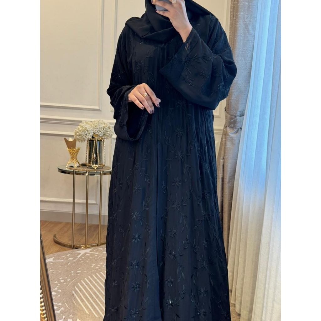 ABAYA DUBAI / ABAYA AMEERA SIFFON BLACK HITAM
