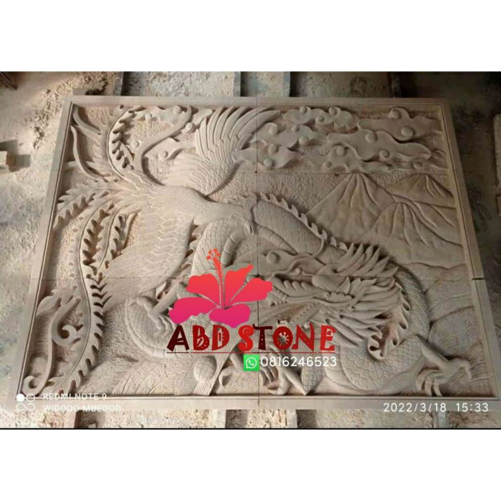 batu ukiran naga relief 100x200