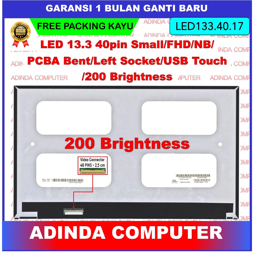 LCD LED NEC Versa Pro-VK23TGVGU 13.3 Inch FHD Touchscreen LP133WF6-SPD2