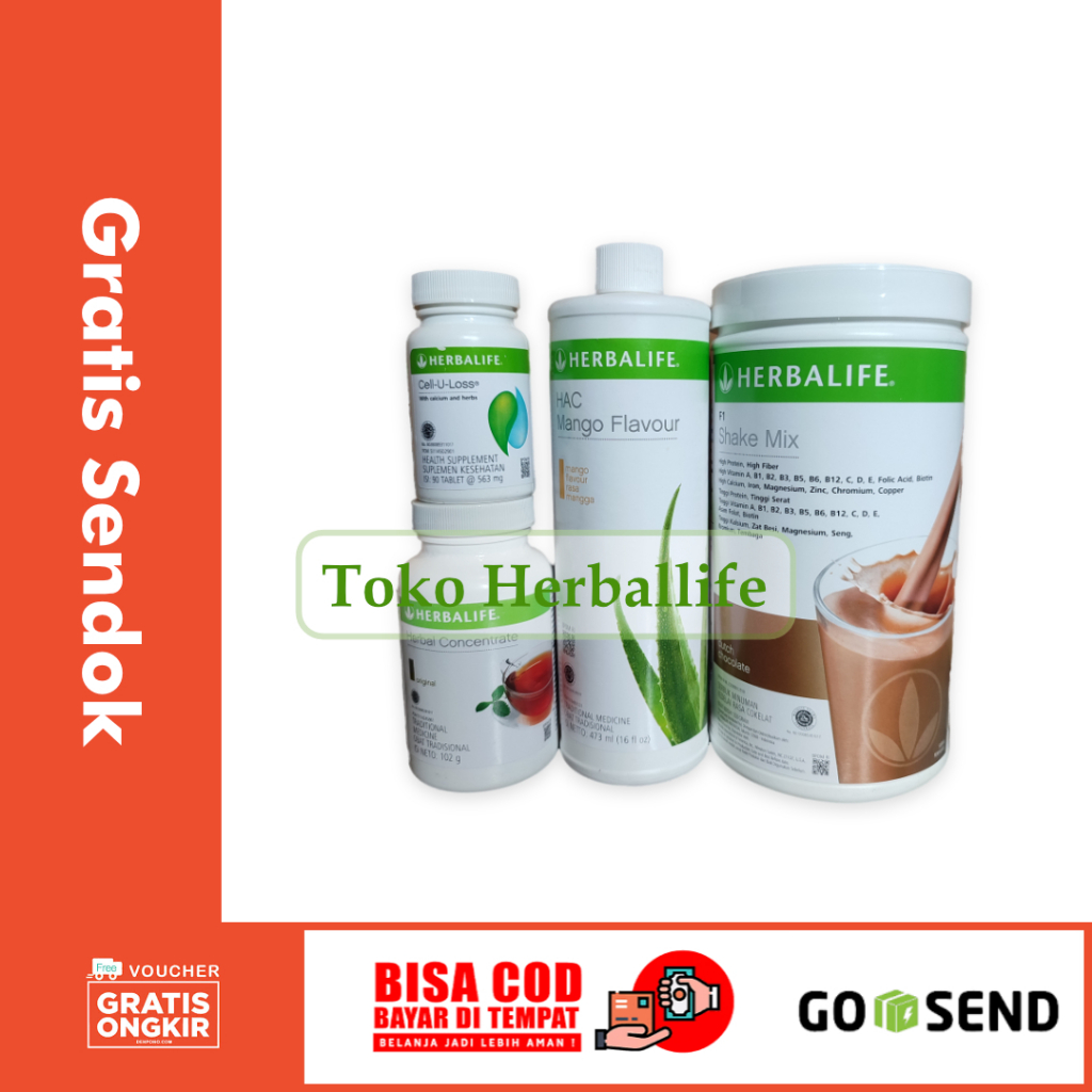 herbalife original 100%-Herbalife Paket 4 Produk Shake, Aloe, Teh, CELL