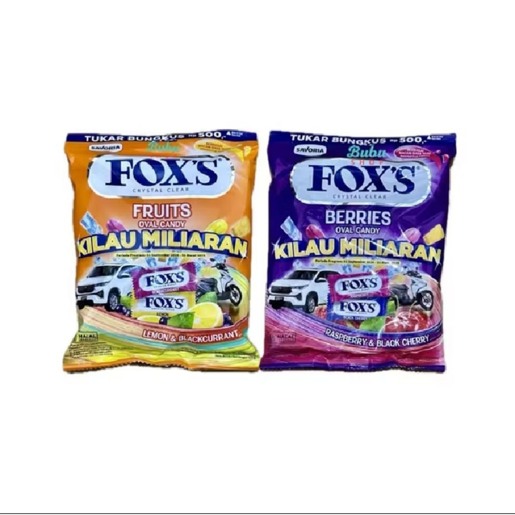 Permen Kristal Bening Fox’s 125g - Rasa Buah Segar, Halal, Praktis Dibawa