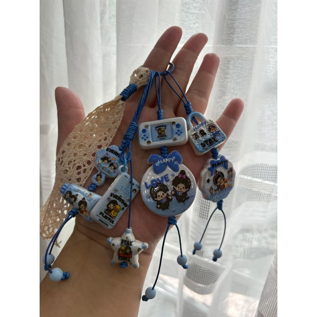Gantungan tas/tumbler/kunci tali korea & akrilik beads per tema karakter (skulpanda,molly, betty boo