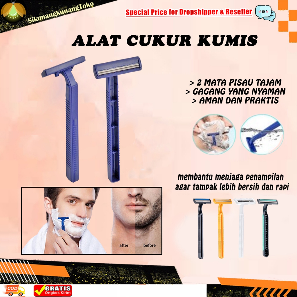 (SKN)  Alat Cukur Kumis Dan Jenggot 2 Mata pisau / silet cukuran / alat kerik potong bulu kemaluan