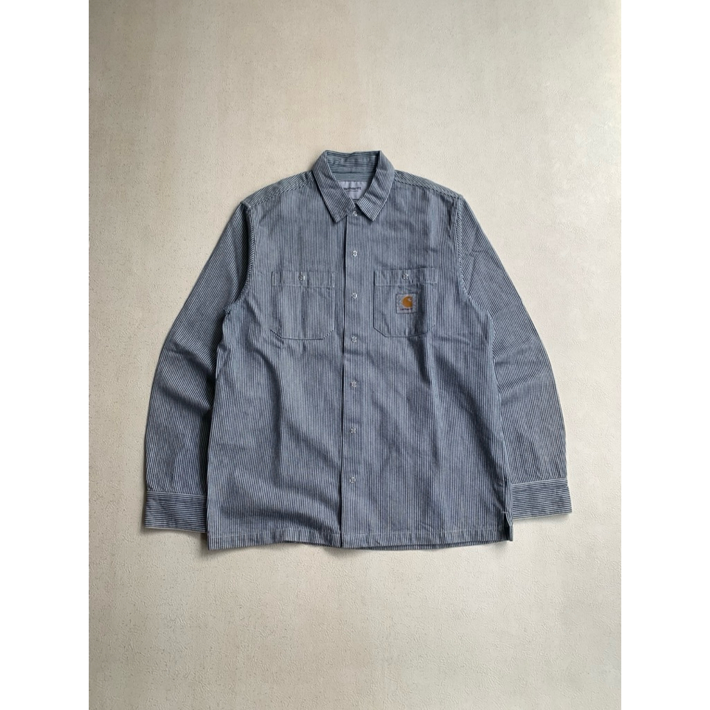 Carhartt WIP L/S Baltimore Hickory Shirt Blue/White
