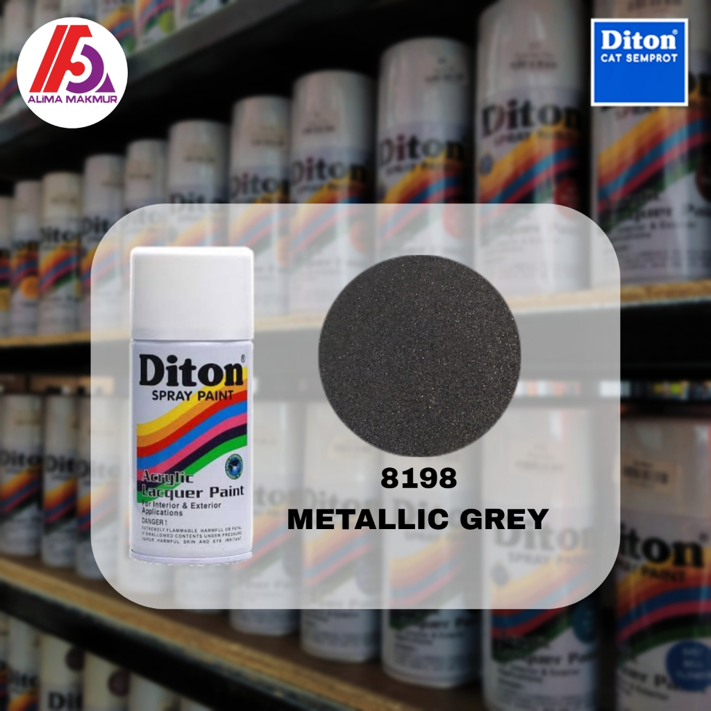 Diton Acrylic 8198 Metallic Grey 300cc / Pilok Metalik Grey / Cat Semprot metallik Grey