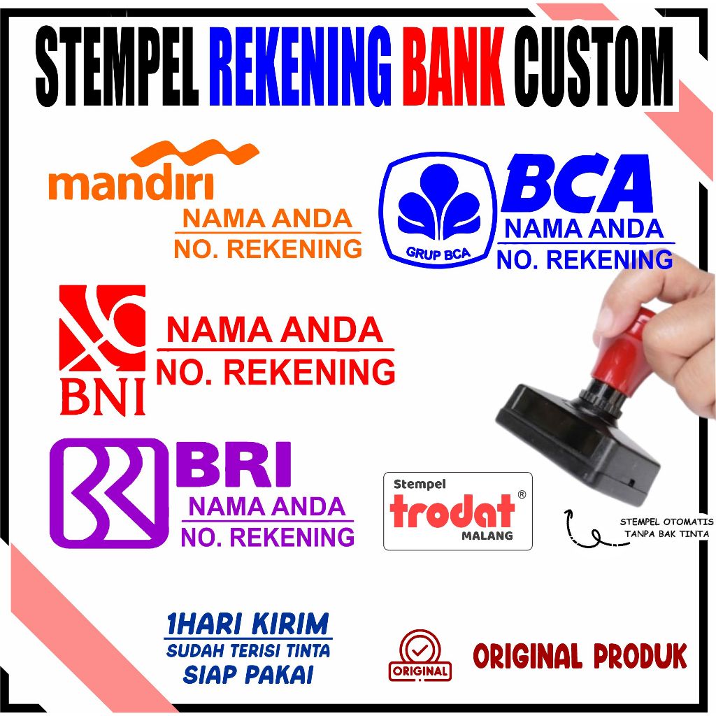 Custom Stempel Rekening Bank / Stempel Rekening Bank Siap Pakai / Stempel OTOMATIS FLASH