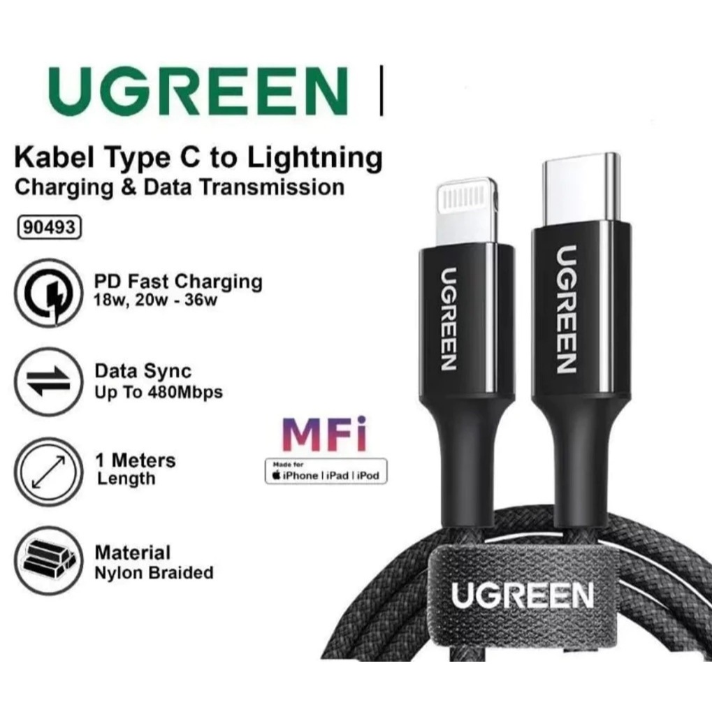 UGREEN 90493 TYPE C TO LIGHTNING DATA CABLE