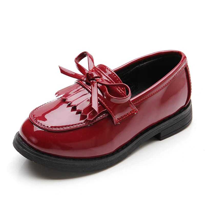ALVIRA SHOES Sepatu Loafers Anak Perempuan Variasi pita Lilit Docmart Lucu Antislip Ringan DN 024