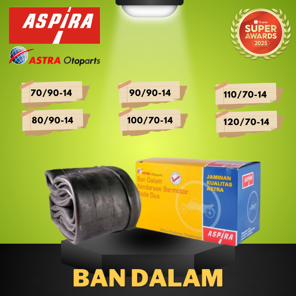 [READY COD] BAN DALAM MOTOR RING 14 ASPIRA / BAN DALAM ASPIRA 70/90 80/90 90/90 300 275 250 225 TUBE