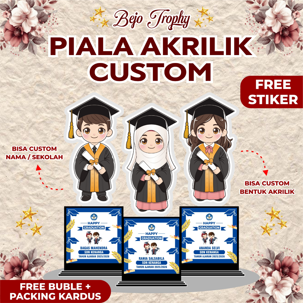 Piala Akrilik Custom / Piala Wisuda Custom / Piala Wisuda Anak / Piala Custom Anak
