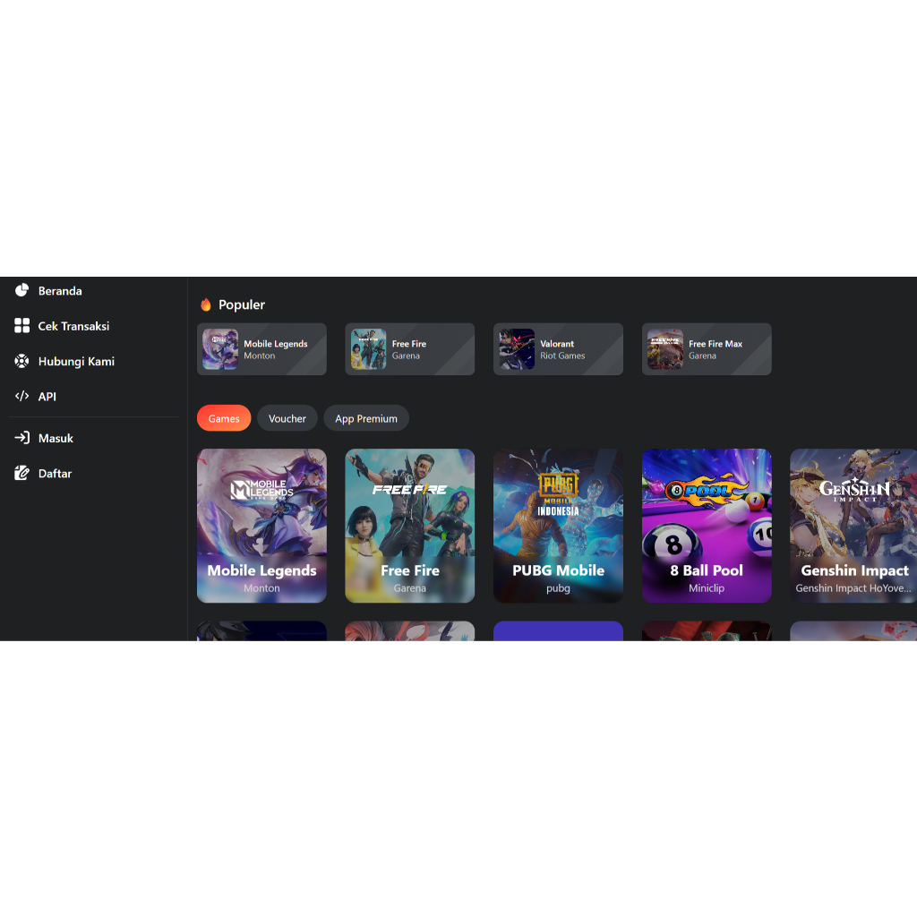 Source Code Website Topup Game